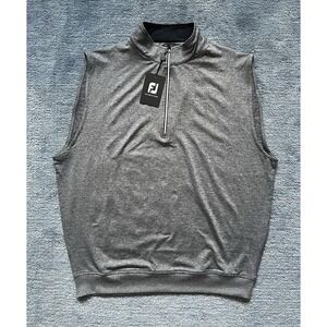 FootJoy Mens L Golf Vest Charcoal Heather 1/4 Zip Pullover Sleeveless NWT‎
